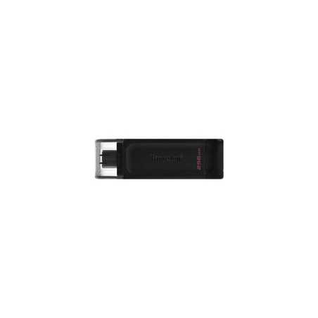 Kingston DT70/256GB DataTraveler 256GB USB Flash Drive, USB 3.2,  USB-C, Gen1, 80MB/s, Cap Design, Black, Retail.