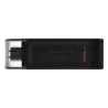 Kingston DT70/256GB DataTraveler 256GB USB Flash Drive, USB 3.2,  USB-C, Gen1, 80MB/s, Cap Design, Black, Retail.