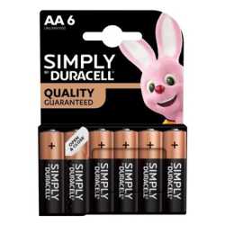 Duracell Simply Alkaline Pack of 6 AA Batteries