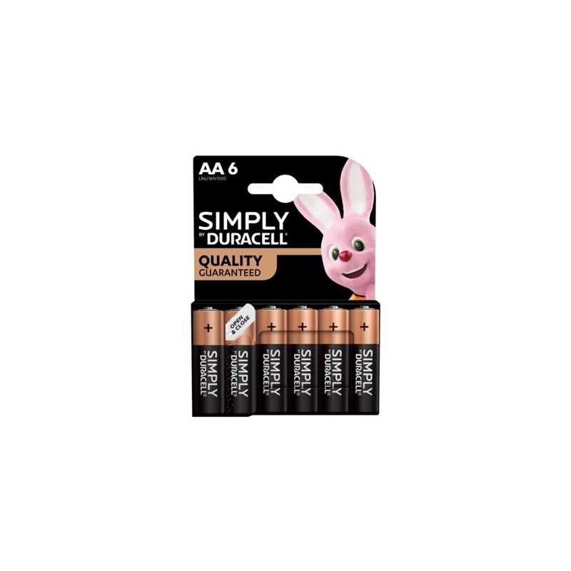 Duracell Simply Alkaline Pack of 6 AA Batteries