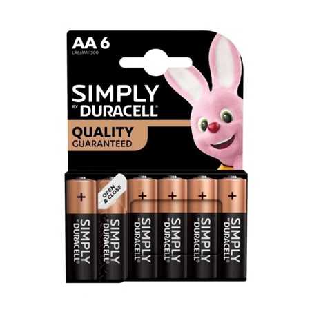 Duracell Simply Alkaline Pack of 6 AA Batteries