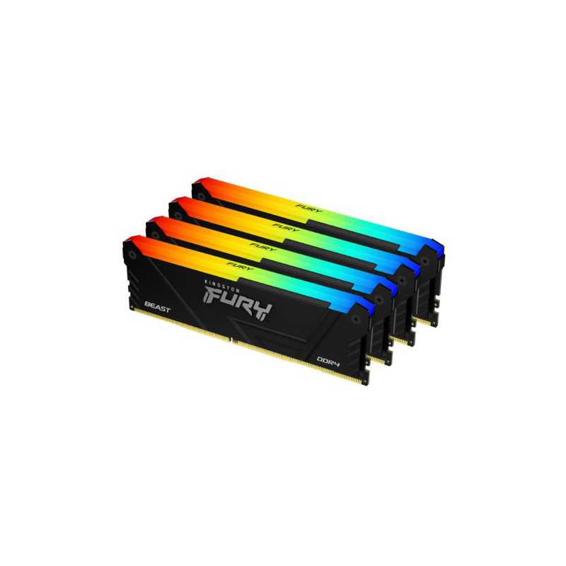 Kingston Fury Beast RGB 64GB Kit (4 x 16GB), DDR4, 3200MHz (PC4-25600), CL16, XMP, DIMM Memory