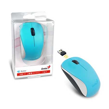 Genius NX-7000 Wireless Mouse, 2.4 GHz with USB Pico Receiver, Adjustable DPI levels up to 1200 DPI, 3 Button with Scroll Wheel,