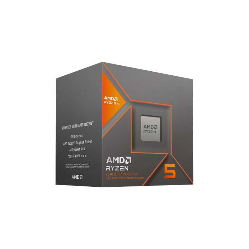 AMD Ryzen 5 8600G with Wraith Stealth Cooler, AM5, Up to 5.0GHz, 6-Core, 65W, 22MB Cache, 4nm, 8th Gen, Radeon Graphics
