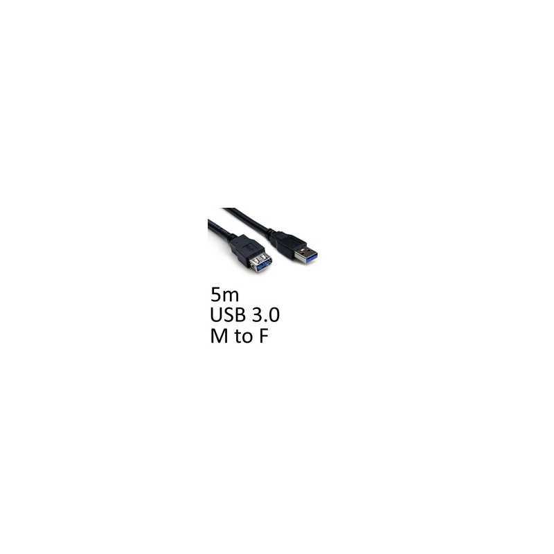USB 3.0 A (M) to USB 3.0 A (F) 5m Black OEM Extension Data Cable