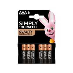 Duracell Simply Alkaline Pack of 6 AAA Batteries