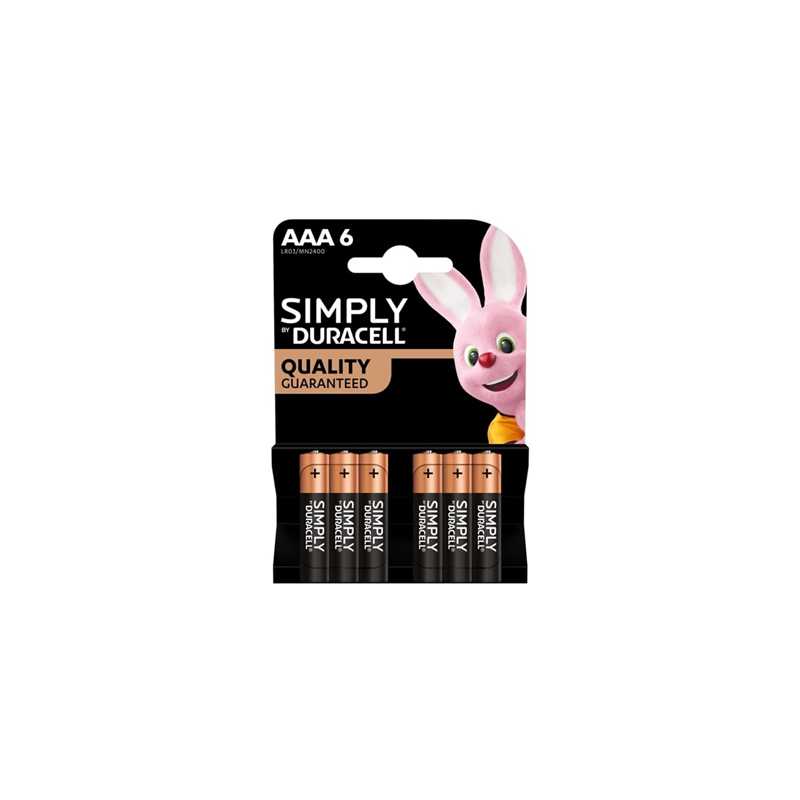 Duracell Simply Alkaline Pack of 6 AAA Batteries