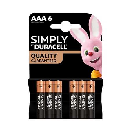 Duracell Simply Alkaline Pack of 6 AAA Batteries