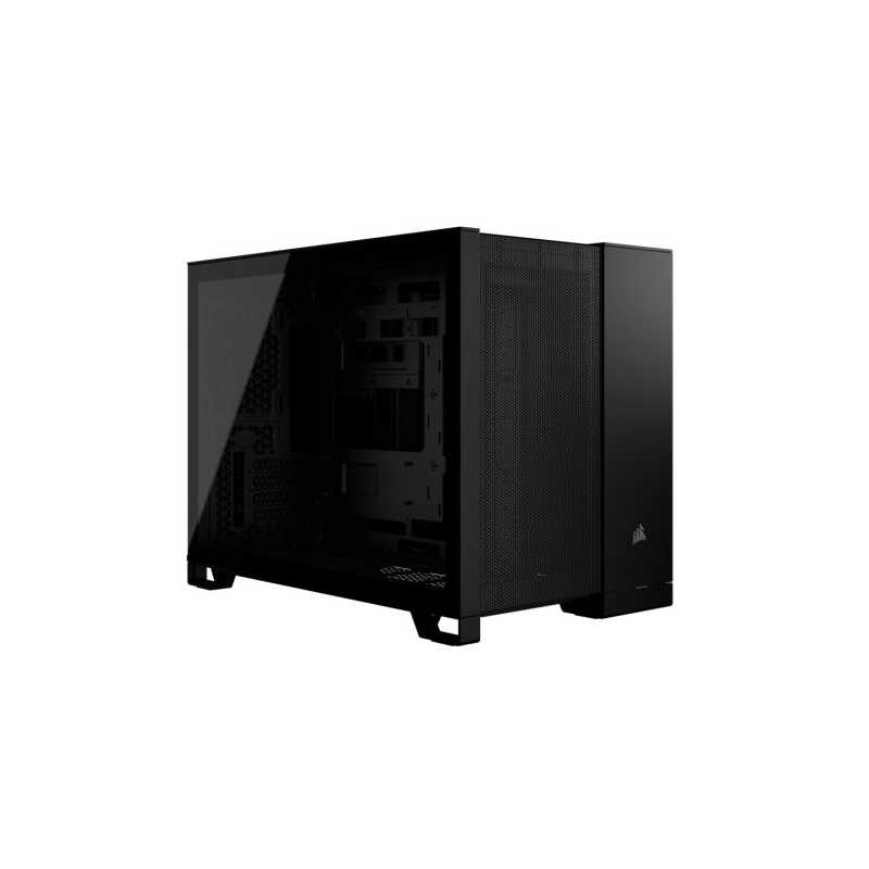 Corsair 2500D Airflow Dual Chamber Gaming Case w/ Glass Window, Micro ATX, No Fans Inc., Fully Mesh Panelling, USB-C, Black