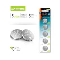 Colorway Lithium Power Blister Pack of 5 Coin Cell CR2032 Batteries