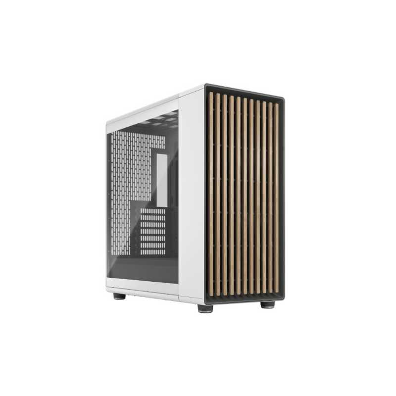 Fractal Design North XL Chalk White (TG Clear) Case w/ Clear Glass Window, E-ATX, 3 PWM Fans, USB-C, Oak Front