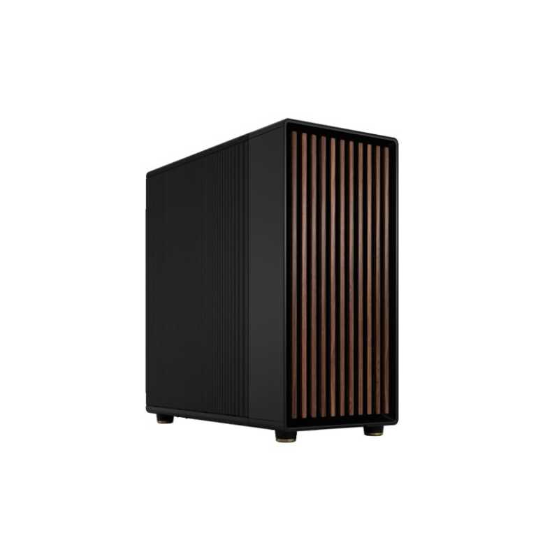 Fractal Design North XL Charcoal Black (Black Solid) Case, E-ATX, Fine Mesh Side, 3 PWM Fans, USB-C, Walnut Front