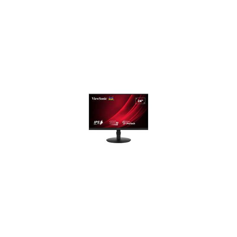 Viewsonic VA2408-HDJ 24 Inch IPS Monitor, Full HD, 100Hz, 5ms, VGA, HDMI, Display Port, Height Adjust, Pivot, Swivel, Int PSU, V