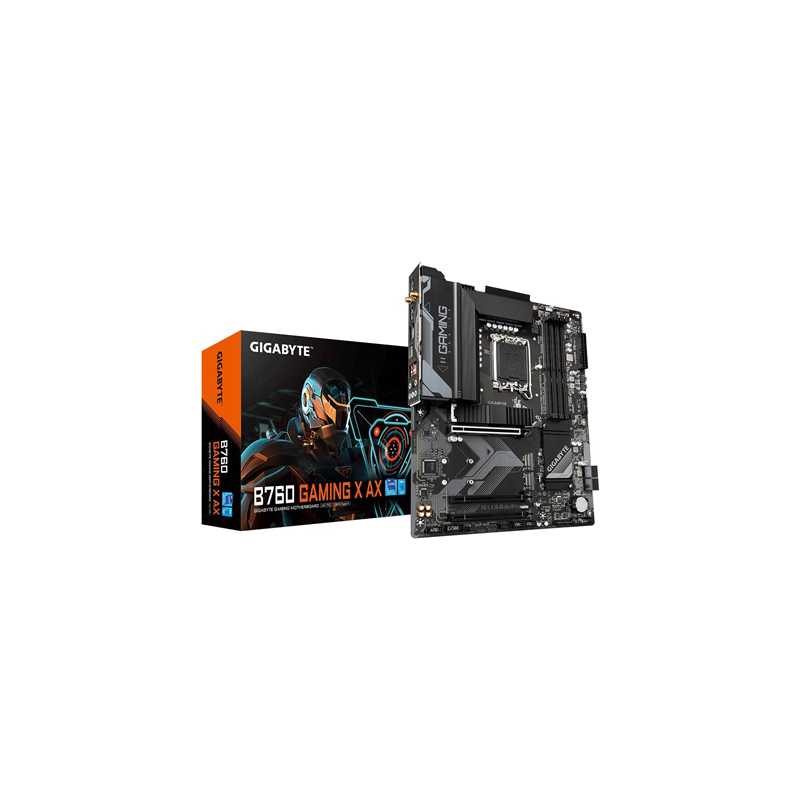 Gigabyte B760 GAMING X AX Intel 1700 Socket Motherboard, ATX, 4x DDR5 Slots, 3x M.2 Sockets, 1x USB-C Port, Fitted I/O Shield, W