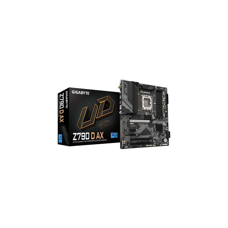 Gigabyte Z790 D AX Ultra Durable Intel 1700 Socket Motherboard, ATX, 4x DDR5 Slots, 3x M.2 Sockets, 1x USB-C Port, Wi-Fi 6E, 1x 