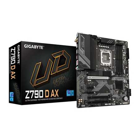 Gigabyte Z790 D AX Ultra Durable Intel 1700 Socket Motherboard, ATX, 4x DDR5 Slots, 3x M.2 Sockets, 1x USB-C Port, Wi-Fi 6E, 1x 