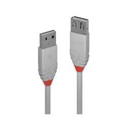 Lindy 36714 3m USB 2.0 Type A Extension Cable, Anthra Line, Grey