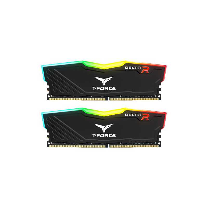 Team T-Force Delta RGB 16GB Kit (2 x 8GB), DDR4, 3200MHz (PC4-25600), CL16, XMP 2.0, DIMM Memory, Black