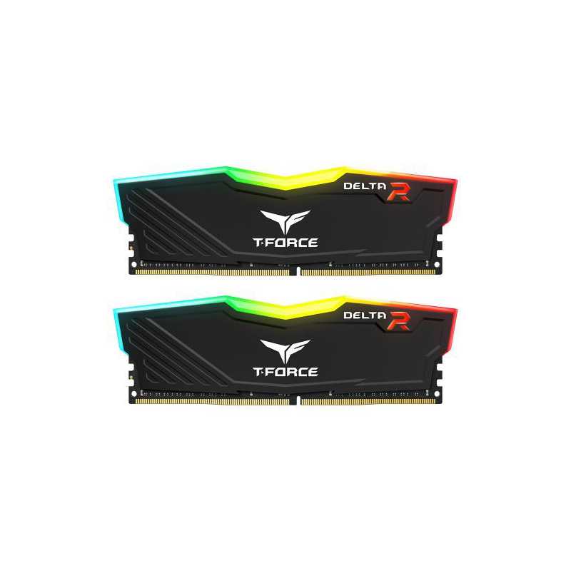 Team T-Force Delta RGB 32GB Kit (2 x 16GB), DDR4, 3200MHz (PC4-25600), CL16, XMP 2.0, DIMM Memory, Black