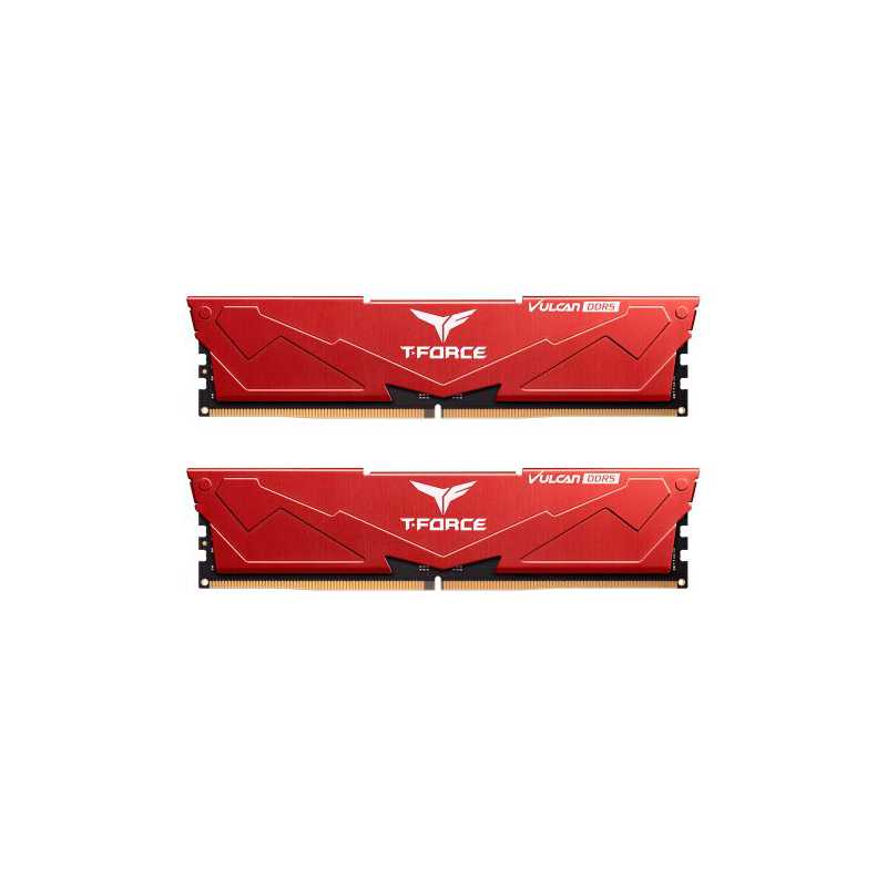 Team T-Force Vulcan 32GB Kit (2 x 16GB), DDR5, 6400MHz (PC5-5120), CL40, ECC, XMP 3.0, PMIC, DIMM Memory, Red