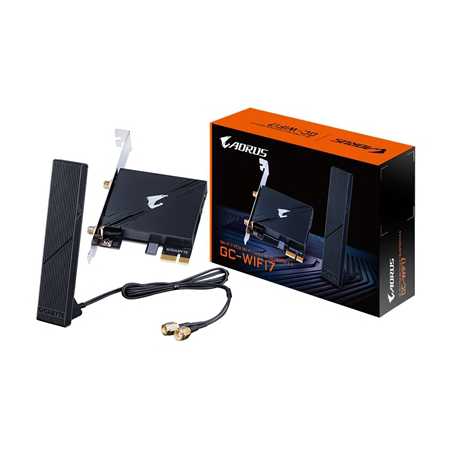 Gigabyte GC-WIFI7 Intel WiFi 7 5800Mbps Bluetooth 5.3 Wireless PCI-Express Card with Magnetic Ultra-high Gain Antenna