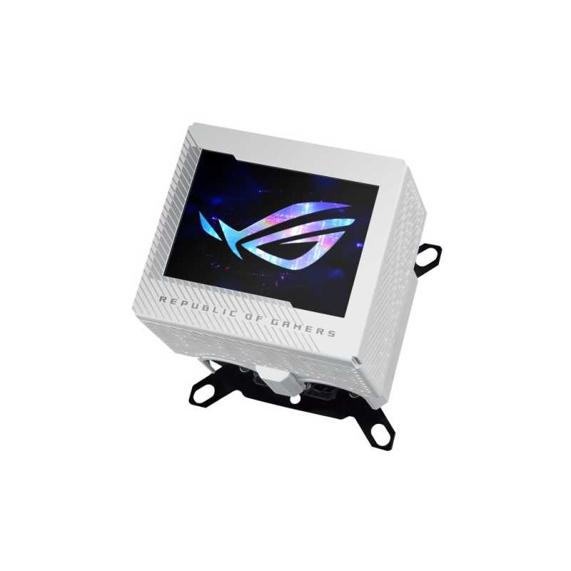 Asus ROG Ryujin III WB White Edition CPU Water Block, Full-Colour 3.5" LCD Customisable Screen, Embedded VRM Fan