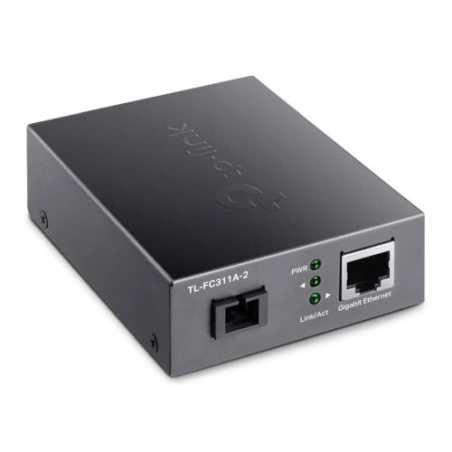 LINK (TL-FC311A-2) Gigabit WDM Media Converter, Fiber up to 2km, Auto-Negotiation RJ45 Port, GB SC Fiber Port, 1550 nm TX, 1310 