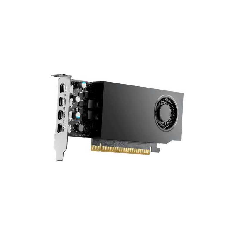 PNY RTXA400 Professional Graphics Card, 4GB DDR6, 4 miniDP 1.4, 768 CUDA Cores, Low Profile (Bracket Included), OEM (Brown Box)