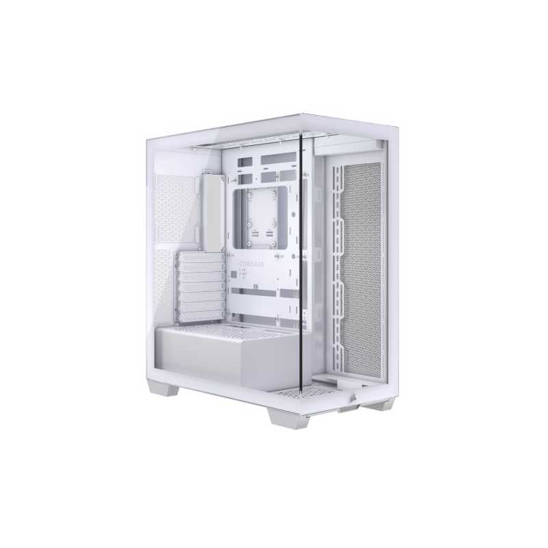 Corsair 3500X Gaming Case w/ Glass Side & Front, E-ATX, No Fans, USB-C, Asus BTF Compatible, White