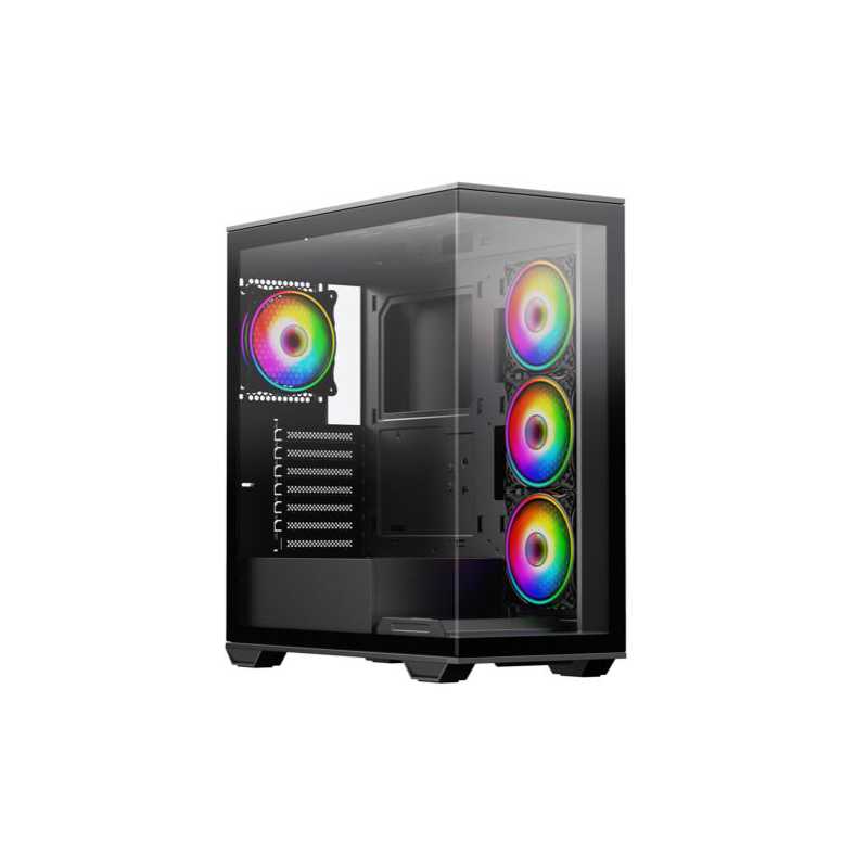 Vida Solus Black ARGB Gaming Case w/ Glass Side & Front, ATX, 4x ARGB Fans, 6-Port PWM ARGB Hub, USB-C Vida Solus Black ARGB Gaming Case w/ Glass Side & Front, ATX, 4x ARGB Fans, 6-Port PWM ARGB Hub, USB-C
