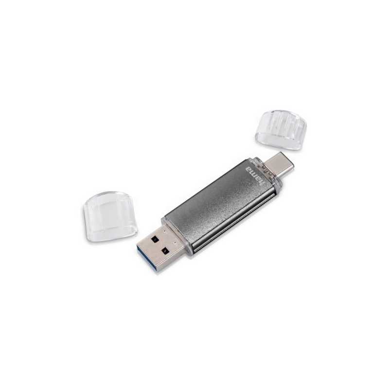 Hama Laeta Twin 128GB USB 2.0/Micro USB Memory Pen, OTG, Aluminium Casing, Grey Hama Laeta Twin 128GB USB 2.0/Micro USB Memory Pen, OTG, Aluminium Casing, Grey