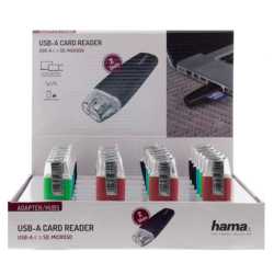 Hama External USB 2.0 Card Reader Multipack, SD/microSD, Various Colours, 24x Card Reader and Display Case