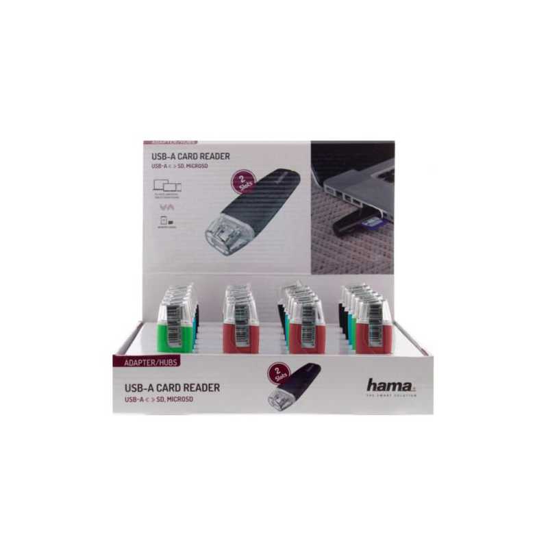 Hama External USB 2.0 Card Reader Multipack, SD/microSD, Various Colours, 24x Card Reader and Display Case