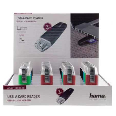 Hama External USB 2.0 Card Reader Multipack, SD/microSD, Various Colours, 24x Card Reader and Display Case
