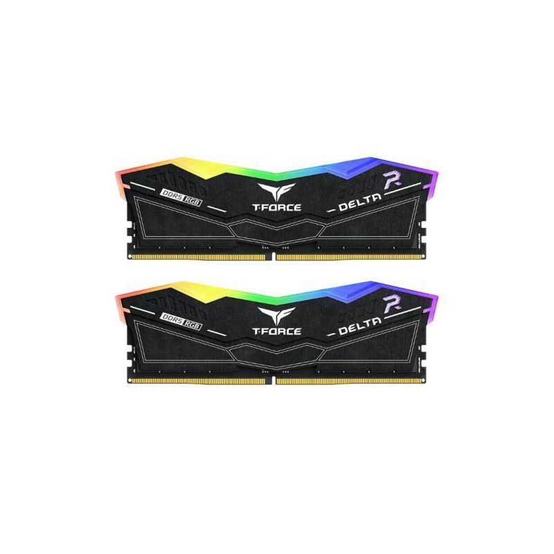 Team T-Force Delta RGB 48GB Kit (2 x 24GB), DDR5, 8000MHz (PC5-6400), CL38, ECC, XMP 3.0, PMIC, DIMM Memory, Black