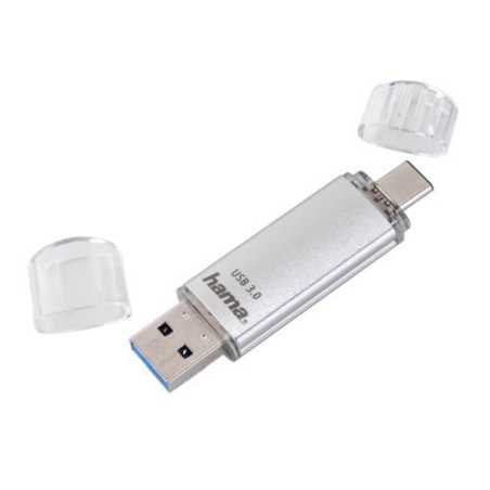 Hama C-Laeta 64GB USB-A/USB-C Memory Pen, Metal Casing, OTG, 40MB 