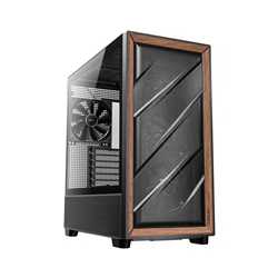 Antec FLUX Mid Tower PC Case - Tempered Glass, Black/Wood, 5 PWM Fans, USB-C, E-ATX/ATX/mATX/ITX Compatibility