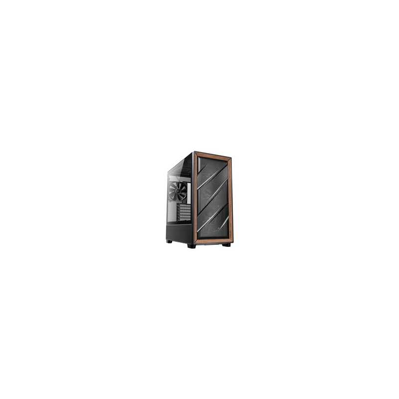 Antec FLUX Mid Tower PC Case - Tempered Glass, Black/Wood, 5 PWM Fans, USB-C, E-ATX/ATX/mATX/ITX Compatibility