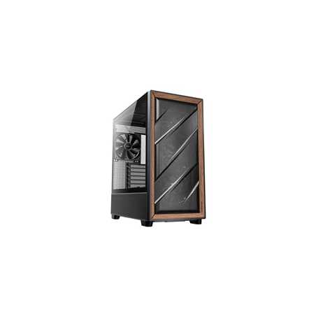 Antec FLUX Mid Tower PC Case - Tempered Glass, Black/Wood, 5 PWM Fans, USB-C, E-ATX/ATX/mATX/ITX Compatibility