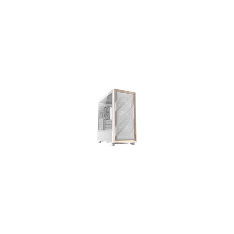 Antec FLUX Mid Tower PC Case - Tempered Glass, White/Wood, 5 PWM Fans, USB-C, E-ATX/ATX/mATX/ITX Compatibility