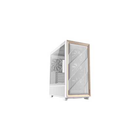 Antec FLUX Mid Tower PC Case - Tempered Glass, White/Wood, 5 PWM Fans, USB-C, E-ATX/ATX/mATX/ITX Compatibility
