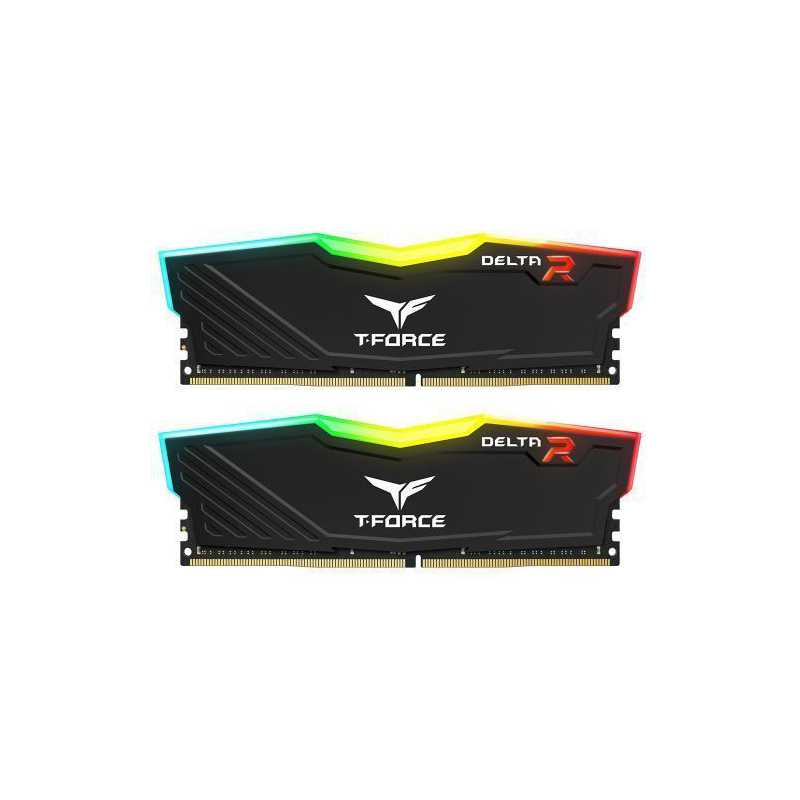 Team T-Force Delta RGB 64GB Kit (2 x 32GB), DDR4, 3600MHz (PC4-28800), CL18, XMP 2.0, DIMM Memory, Black