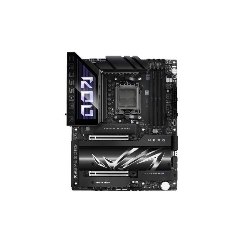 Asus ROG CROSSHAIR X870E HERO, AMD X870E, AM5, ATX, 4 DDR5, HDMI, 2 USB4, Wi-Fi 7, 5G & 2.5G LAN, PD 60W, RGB, 5x M.2