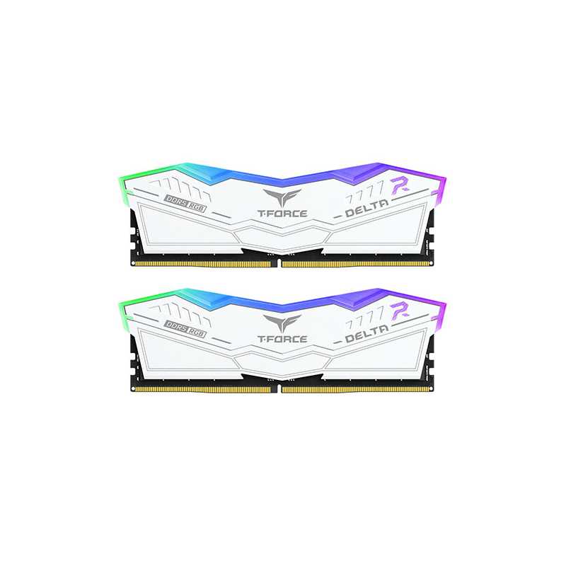 Team T-Force Delta RGB 32GB Kit (2 x 16GB), DDR5, 7200MHz (PC5-57600), CL34, ECC, XMP 3.0, PMIC, DIMM Memory, White