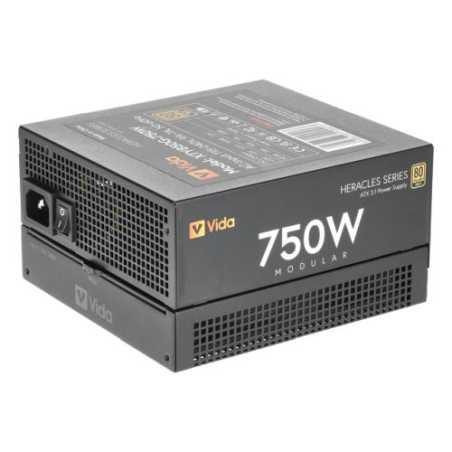 Vida 750W Heracles Black ATX 3.1 Gaming PSU, 80+ Gold, Fully Modular, 14cm Ultra-Quiet FDM Fan, Flat Black Cables, PCIe 5.1, Pow