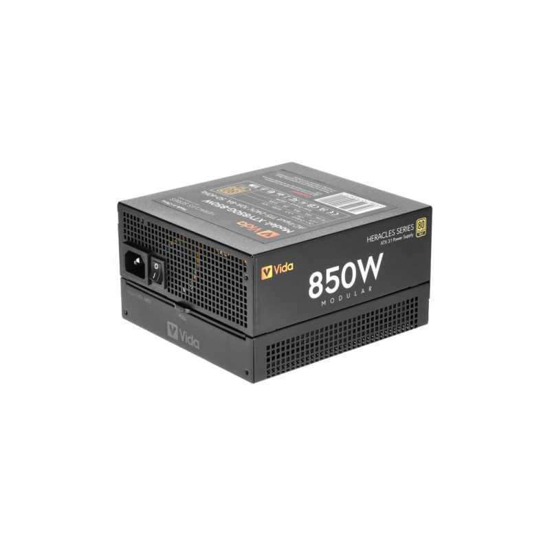 Vida 850W Heracles Black ATX 3.1 Gaming PSU, 80+ Gold, Fully Modular, 14cm Ultra-Quiet FDM Fan, Flat Black Cables, PCIe 5.1, Pow