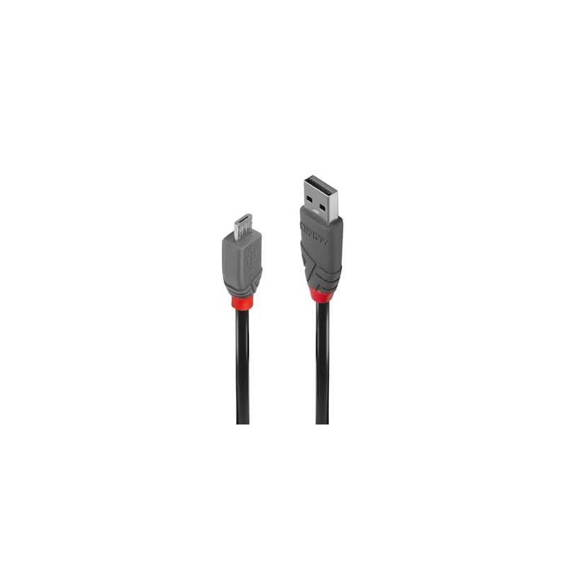 Lindy 36730 0.2m USB 2.0 Type A to Micro-B Cable, Anthra Line