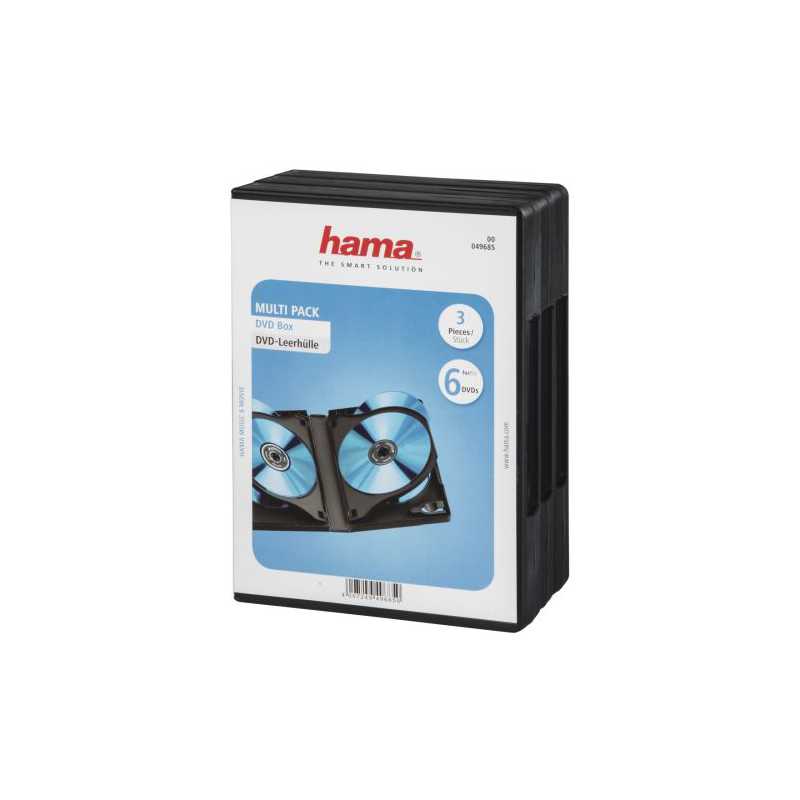 Hama 3x 6 DVD/Blu-Ray Jewel Cases, 6 Discs per case, Black