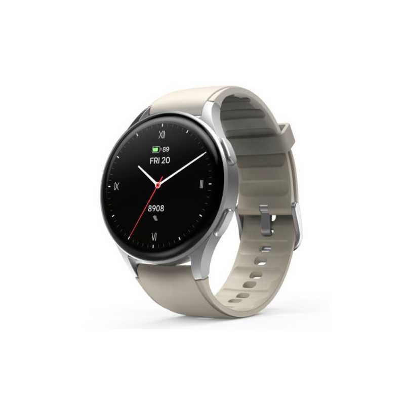 Hama 8900 Fitness Tracker Smart Watch, 1.28" AMOLED Touch Screen, Waterproof, Built-In GPS, Hands-Free Calling, Beige/Silver