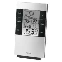 Hama TH-200 LCD Thermo/Hygrometer - Bar Chart Thermometer, Hygrometer, Barometer, Weather Forecast, Date/Time, Alarm, Black/Silv